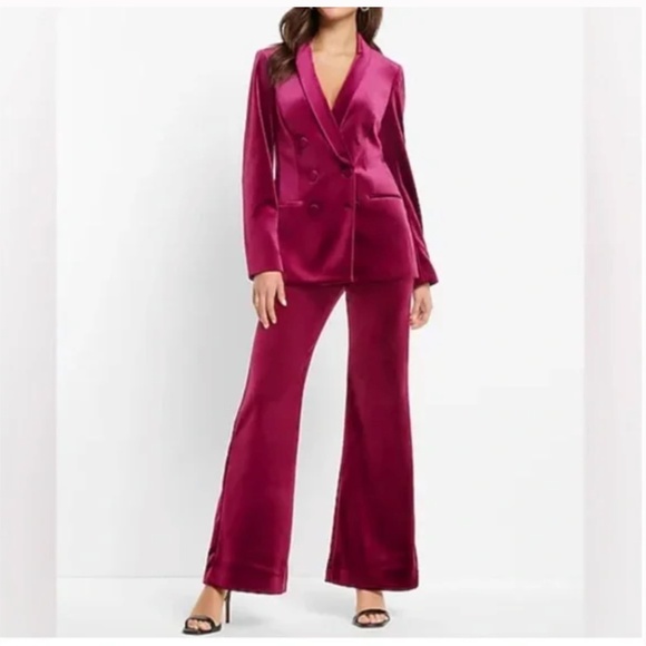 Express Magenta Pink Velvet Blazer - Picture 4 of 15